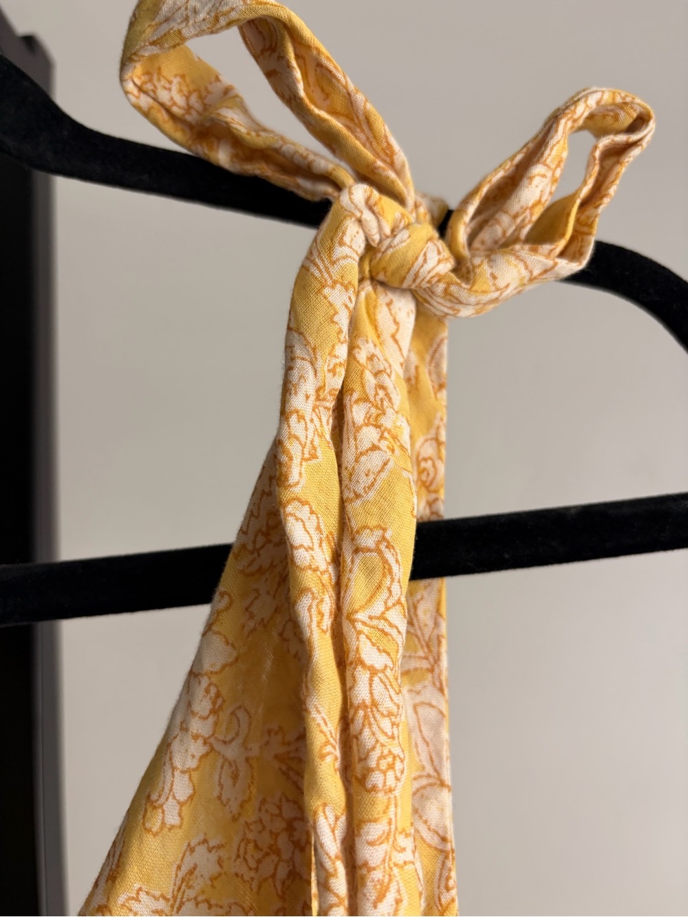 Free People Yellow Floral Tie Strap Tiered Maxi Dress Cottagecore Size L - Picture 4 of 8